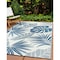 World Rug Gallery Tropical Floral Leaf Reversible Recycled Plastic 3' X 5' Navy Outdoor Rug 6067NAVY3X5 - alternate 1